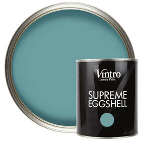 Vintro Paint Blue Eggshell for Walls Wood Trim Satin Furniture Paint Interior & Exterior 1L (Casper)