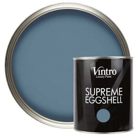 Vintro Paint Blue Eggshell for Walls Wood Trim Satin Furniture Paint Interior & Exterior 1L (Chiswick House)