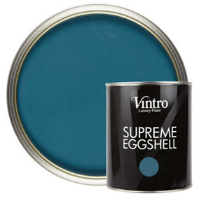 Vintro Paint Blue Eggshell for Walls Wood Trim Satin Furniture Paint Interior & Exterior 1L (French Navy)