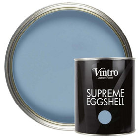 Vintro Paint Blue Eggshell for Walls Wood Trim Satin Furniture Paint Interior & Exterior 1L (Morocco)