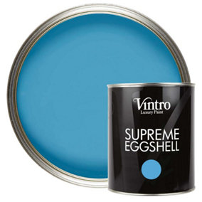 Vintro Paint Blue Eggshell for Walls Wood Trim Satin Furniture Paint Interior & Exterior 1L (Trinity)
