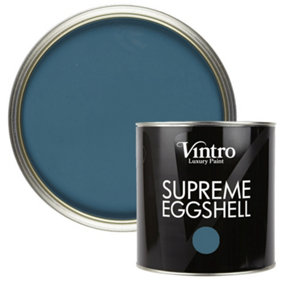 Vintro Paint Blue Eggshell for Walls Wood Trim Satin Furniture Paint Interior & Exterior 2.5L (French Navy)