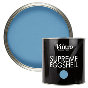 Vintro Paint Blue Eggshell for Walls Wood Trim Satin Furniture Paint Interior & Exterior 2.5L (Trinity)