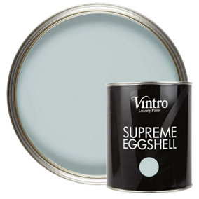 Vintro Paint Blue-Green Eggshell for Walls Wood Trim Satin Furniture Paint Interior & Exterior 1L (Harewood)