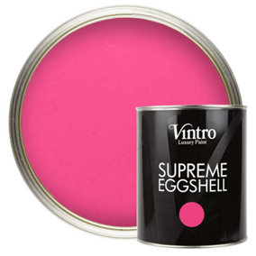 Vintro Paint Bright Pink Eggshell for Walls Wood Trim Satin Furniture Paint Interior & Exterior 1L (Deptford Pink)
