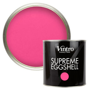 Vintro Paint Bright Pink Eggshell for Walls Wood Trim Satin Furniture Paint Interior & Exterior 2.5L (Deptford Pink)