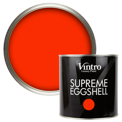 Vintro Paint Bright Red Eggshell for Walls Wood Trim Satin Furniture Paint Interior & Exterior 2.5L (Racing Red)