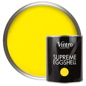 Vintro Paint Bright Yellow Eggshell for Walls Wood Trim Satin Furniture Paint Interior & Exterior 1L (Osborne Yellow)