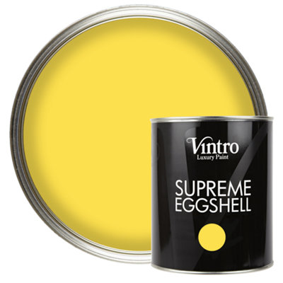 Vintro Paint Bright Yellow Eggshell for Walls Wood Trim Satin Furniture Paint Interior & Exterior 1L (Yellow Maiden)