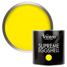 Vintro Paint Bright Yellow Eggshell for Walls Wood Trim Satin Furniture Paint Interior & Exterior 2.5L (Osborne Yellow)