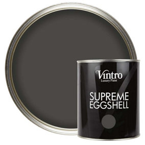 Vintro Paint Charcoal Grey Eggshell for Walls Wood Trim Satin Furniture Paint Interior & Exterior 1L (Midnight)