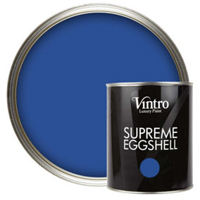 Vintro Paint Cobalt Blue Eggshell for Walls Wood Trim Satin Furniture Paint Interior & Exterior 1L (Cobalt)