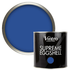 Vintro Paint Cobalt Blue Eggshell for Walls Wood Trim Satin Furniture Paint Interior & Exterior 2.5L (Cobalt)
