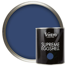 Vintro Paint Dark Blue Eggshell for Walls Wood Trim Satin Furniture Paint Interior & Exterior 1L (Northern Star)