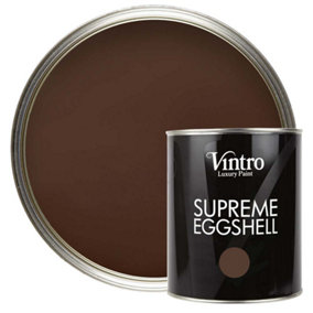 Vintro Paint Dark Brown Eggshell for Walls Wood Trim Satin Furniture Paint Interior & Exterior 1L (Ribwort)