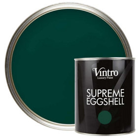 Vintro Paint Dark Green Eggshell for Walls Wood Trim Satin Furniture Paint Interior & Exterior 1L (Woodpecker Green)