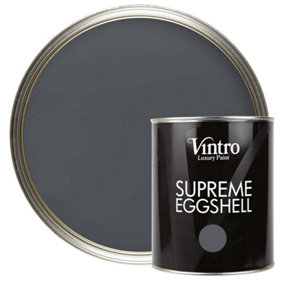 Vintro Paint Dark Grey Eggshell for Walls Wood Trim Satin Furniture Paint Interior & Exterior 1L (Wigeon Grey)