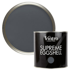 Vintro Paint Dark Grey Eggshell for Walls Wood Trim Satin Furniture Paint Interior & Exterior 2.5L (Wigeon Grey)
