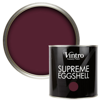 Vintro Paint Dark Purple Eggshell for Walls Wood Trim Satin Furniture Paint Interior & Exterior 2.5L (Sweet Damson)