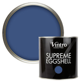 Vintro Paint Deep Blue Eggshell for Walls Wood Trim Satin Furniture Paint Interior & Exterior 2.5L (Paris Blue)