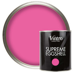 Vintro Paint Hot Pink Eggshell for Walls Wood Trim Satin Furniture Paint Interior & Exterior 1L (Belladonna)