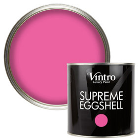 Vintro Paint Hot Pink Eggshell for Walls Wood Trim Satin Furniture Paint Interior & Exterior 2.5L (Belladonna)