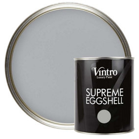 Vintro Paint Mid Grey Eggshell for Walls Wood Trim Satin Furniture Paint Interior & Exterior 1L (Lincoln Grey)