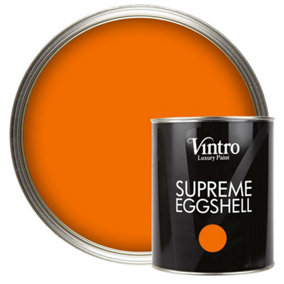 Vintro Paint Orange Eggshell for Walls Wood Trim Satin Furniture Paint Interior & Exterior 1L (Deep Saffron)