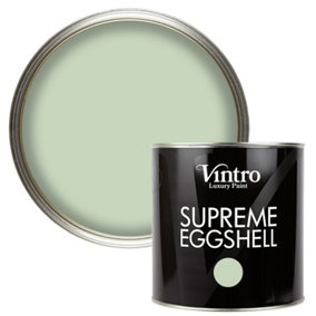 Vintro Paint Pale Green Eggshell for Walls Wood Trim Satin Furniture Paint Interior & Exterior 2.5L (Verdant)