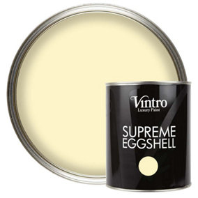 Vintro Paint Pale Yellow Eggshell for Walls Wood Trim Satin Furniture Paint Interior & Exterior 1L (Isabella)