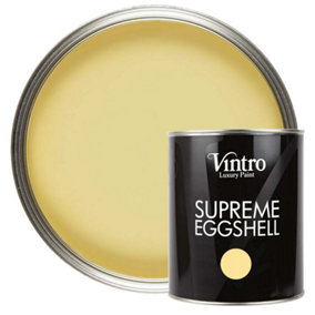 Vintro Paint Pale Yellow Eggshell for Walls Wood Trim Satin Furniture Paint Interior & Exterior 1L (Xanthe)