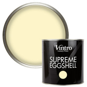 Vintro Paint Pale Yellow Eggshell for Walls Wood Trim Satin Furniture Paint Interior & Exterior 2.5L (Isabella)