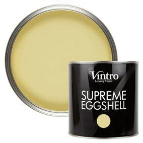 Vintro Paint Pale Yellow Eggshell for Walls Wood Trim Satin Furniture Paint Interior & Exterior 2.5L (Xanthe)