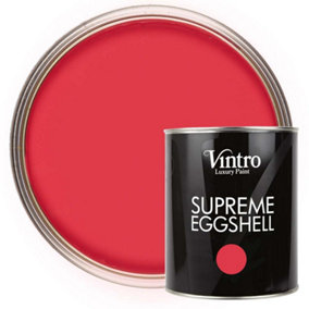 Vintro Paint Poppy Red Eggshell for Walls Wood Trim Satin Furniture Paint Interior & Exterior 1L (Poppy)