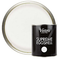 Vintro Paint Pure White Eggshell for Walls Wood Trim Satin Furniture Paint Interior & Exterior 1L (Crystal)