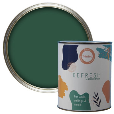 Vintro Paint Refresh Dark Green Matt Finish for Furniture, Walls, or Wood, Interior Use -1 Litre (Bottle Green)