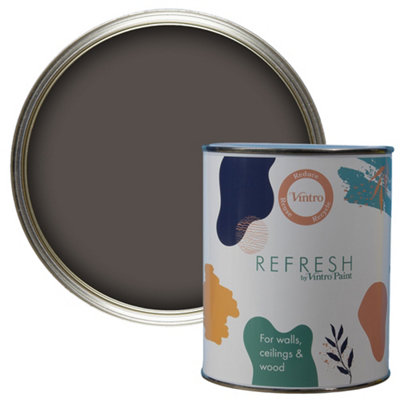 Vintro Paint Refresh Dark Grey Matt Finish for Furniture, Walls, or Wood, Interior Use -1 Litre (Charcoal)