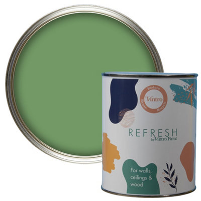 Vintro Paint Refresh Green Matt Finish for Furniture, Walls, or Wood, Interior Use -1 Litre (Fern Green)