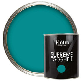 Vintro Paint Teal Eggshell for Walls Wood Trim Satin Furniture Paint Interior & Exterior 1L (Teal)