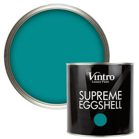 Vintro Paint Teal Eggshell for Walls Wood Trim Satin Furniture Paint Interior & Exterior 2.5L (Teal)