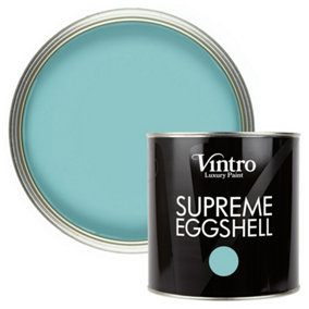 Vintro Paint Turquoise Eggshell for Walls Wood Trim Satin Furniture Paint Interior & Exterior 2.5L (Christabelle)