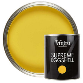 Vintro Paint Yellow Eggshell for Walls Wood Trim Satin Furniture Paint Interior & Exterior 1L (Sunflower)