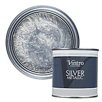 Vintro Silver Decorative Metallic Paint For Walls, Furniture, Crafts & Upcycling 250ml