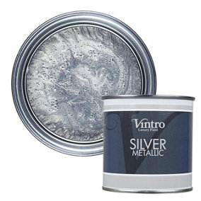 Vintro Silver Decorative Metallic Paint For Walls, Furniture, Crafts & Upcycling 250ml