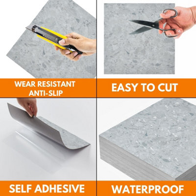 Timoau 24-Pack Self-Adhesive Vinyl Floor Tiles – 18x18 Inch Peel & Stick DIY Flooring Blanks