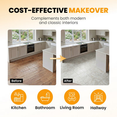 Vinyl Floor Tiles Self Adhesive - 30 Pcs Pack Covers 2.79m² Peel and ...