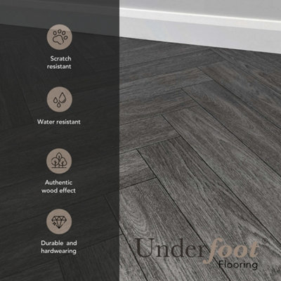 Vinyl Flooring Wood Oak Herringbone Foam Backed Lino Flooring Roll ...