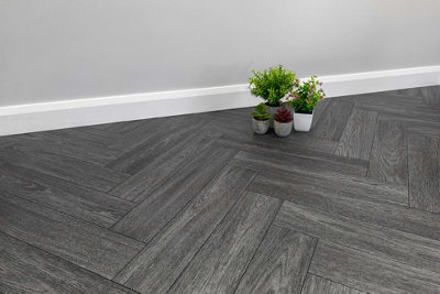 Vinyl Flooring Wood Oak Herringbone Foam Backed Lino Flooring Roll ...