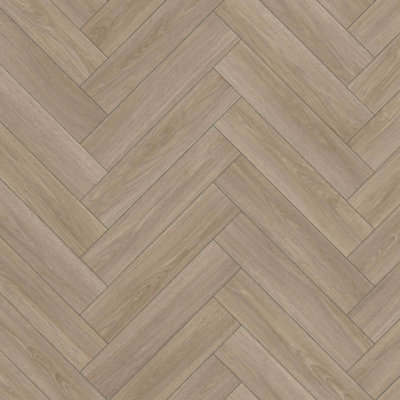 Vinyl Flooring Wood Oak Herringbone Foam Backed Lino Flooring Roll (Soft Oak)