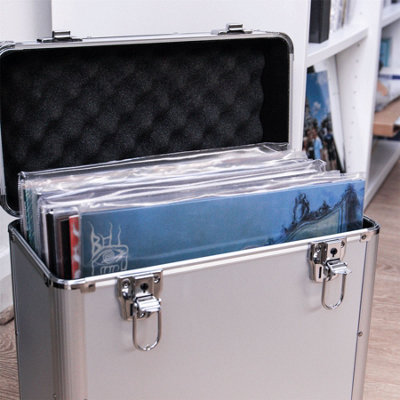Vinyl LP Record Storage Case - Silver